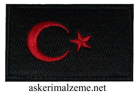 Turk Bayragi Armasi Siyah Renk Kirmizi Ayyildiz Patch Pec Model Cirtli Askeri Malzeme